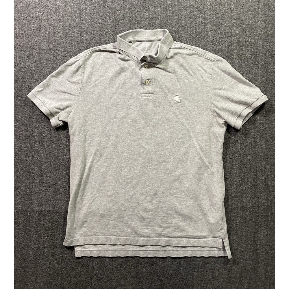 Express Men Gray Textured Lion Pique Polo Shirt Size L Short Sleeve Cotton